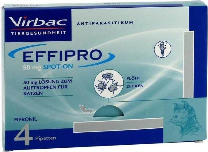Virbac EFFIPRO Spot-On Antiparasitikum für Katzen Pipetten, 4 Stück