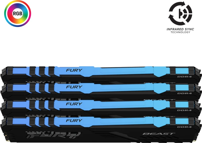 Kingston FURY Beast RGB UDIMM 32GB Kit, DDR4-3600, CL17-21-21, 1RX8