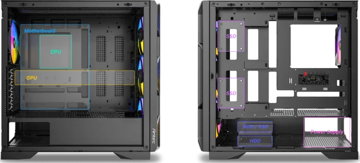 Antec AX1000 ARGB, schwarz, Glasfenster