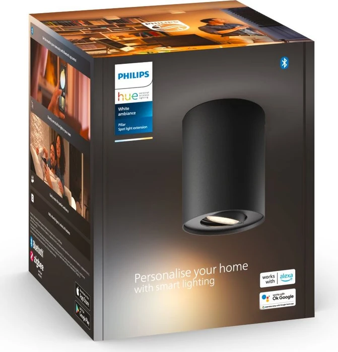 Philips Hue White Ambiance Pillar Spot Erweiterung 1-flammig schwarz