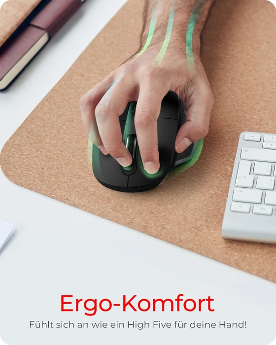 KeySonic KSM-6140BTRF-EG Wireless Ergonomic Office Mouse, schwarz, USB/Bluetooth