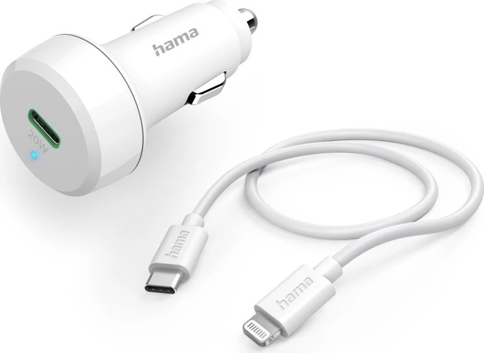 Hama Auto-Schnellladegerät mit Ladekabel Lightning PD 20W 1m weiß
