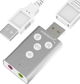 Sabrent Aluminum USB External 3D Stereo Sound Adapter for Windows and Mac silber