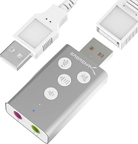 Sabrent Aluminum USB External 3D Stereo Sound Adapter for Windows and Mac