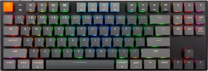 Keychron K1 V4, 80% TKL, LEDs RGB, schwarz, Gateron LOW PROFILE BLUE, USB/Bluetooth, US
