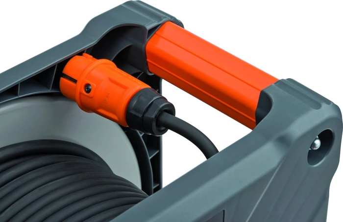 Brennenstuhl professionalLINE Kabeltrommel mit Powerblock KC 5100, Kabeltrommel mit Zusatzverteiler, Schuko auf 8x Schuko, 50m, IP44, H07RN-F 3G1,5