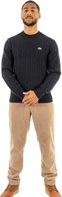 Lacoste Tuchwolle mit Zopfmuster und Rundhalsausschnitt Pullover navy blue (Herren)
