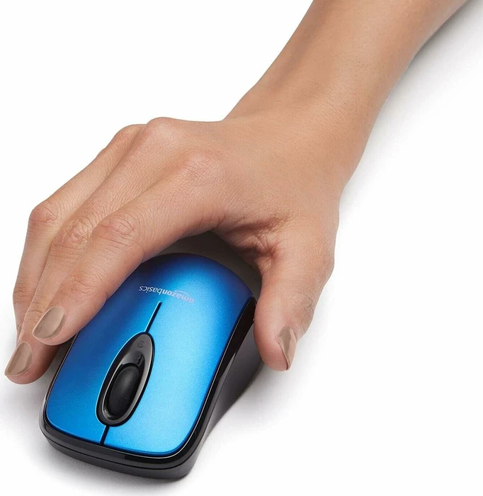 AmazonBasics Kabellose Maus blau, USB