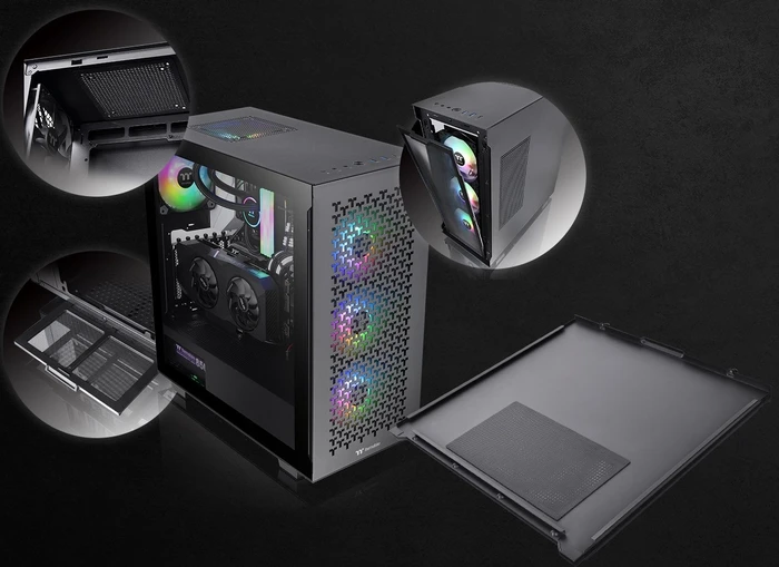 Thermaltake V350 TG ARGB Air, schwarz, Glasfenster