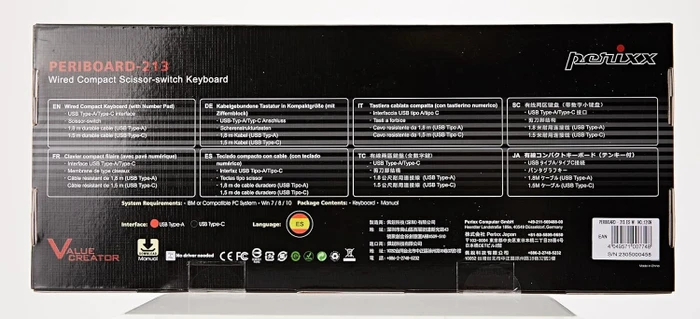 Perixx Periboard-213, weiß, USB, ES