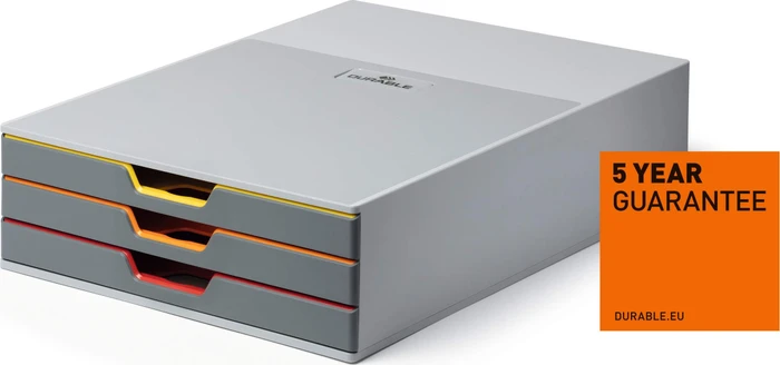 Durable Varicolor 3 Schubladenbox, 3 Schubladen, grau
