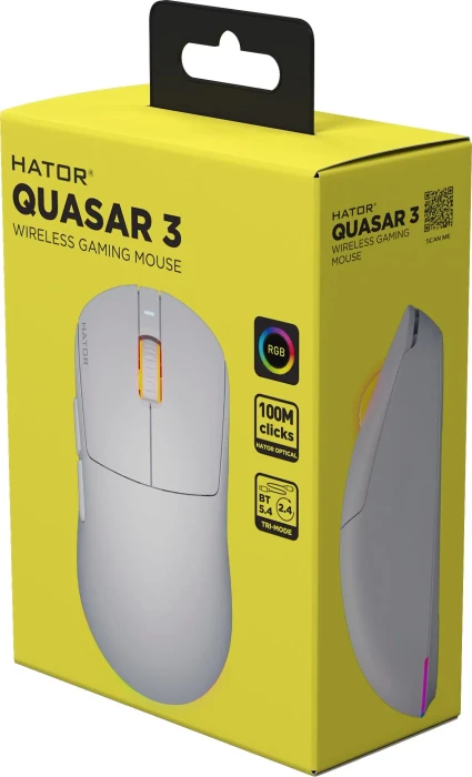 Hator Quasar 3 Wireless Gaming Mouse weiß, USB/Bluetooth