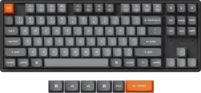 Keychron K8 Max, TKL, schwarz/grau, LEDs weiß, Keychron Super RED, USB/Bluetooth, US