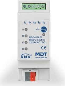 MDT Binäreingang BE 4-fach, 2TE REG, Eingänge für potentialfreie Kontakte (BE-04000.02)