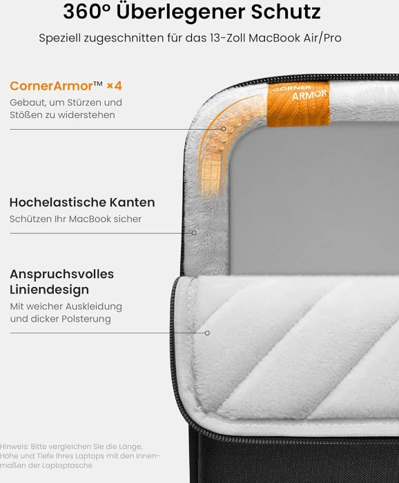 tomtoc Defender-A13, Laptophülle, Notebooks bis 13.3", schwarz