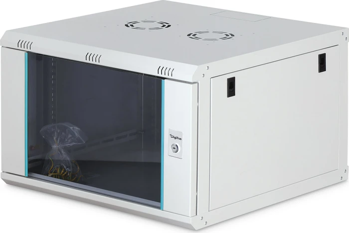 Digitus Dynamic-N Serie 19" Wandgehäuse 7HE, unmontiert, Sicherheitsglastür, IP2X, RAL 7035, 600mm tief