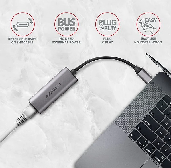 Axagon Gigabit LAN-Adapter, RJ-45, USB-C 3.0 [Stecker]