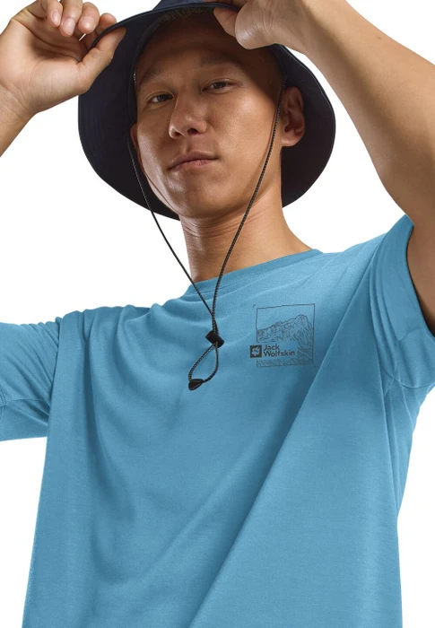 Jack Wolfskin Vonnan Graphic Funktionsshirt kurzarm peak trail sky blue (Herren)