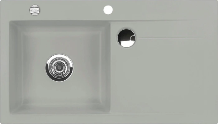 systemceram Stema 90 F Einbau Becken links mit Ablauffernbedienung titan