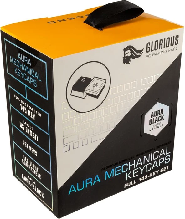 Glorious Aura V2 Keycap Set, Kunststoff (PBT) Double-Shot, schwarz, 145 Tasten (104+41), ANSI-US