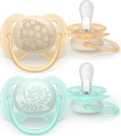 Philips Avent SCF091/41 ultra soft Beruhigungsschnuller, 0-6M, Silikon, vogel/schnecke, 2 Stück