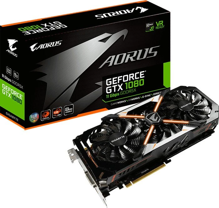 GIGABYTE AORUS GeForce GTX 1080 8G 11Gbps (Rev. 1.0), 8GB GDDR5X, DVI, HDMI, 3x DP