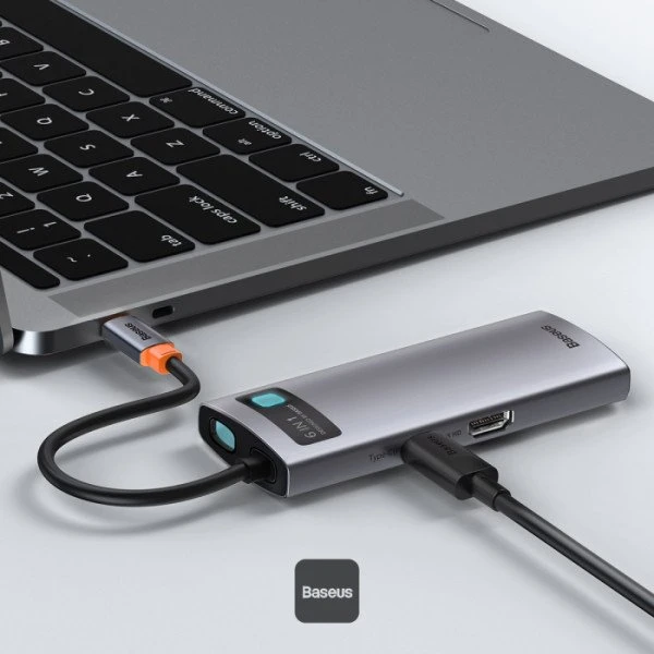 Baseus Metal Gleam 6-in-1 Hub, USB-C 3.0 [Stecker]