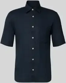 Marc O'Polo Regular Leinen Hemd kurzarm dark navy (Herren)