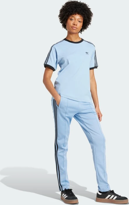 adidas 3-Streifen T-Shirt kurzarm ash blue/black (Damen)