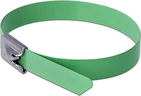 DeLOCK Edelstahl Kabelbinder, 7.9mm, 400mm, grün, 10 Stück