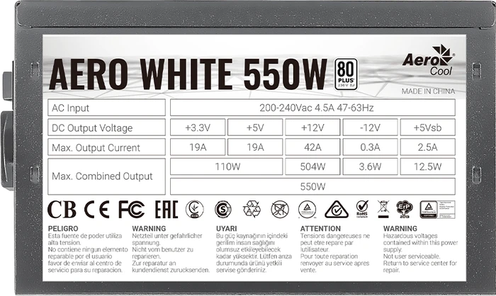 AeroCool Aero White 550W, ATX 2.4