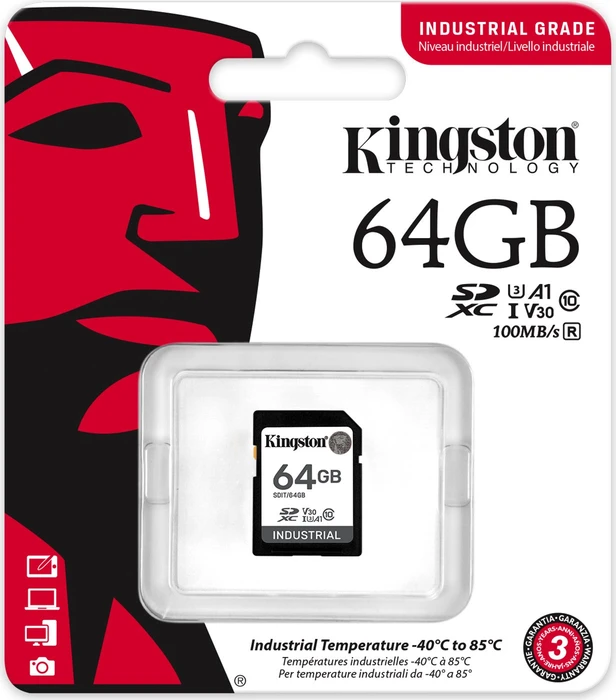 Kingston INDUSTRIAL R100/W80 64GB, UHS-I U3, A1, Class 10