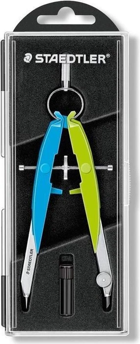 Staedtler Mars comfort 556 Präzisions-Geometriezirkel, neonblau/grün, Klappdeckeletui