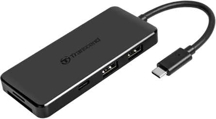 Transcend HUB5C, USB-Hub Dual-Slot-Cardreader, schwarz, USB-C 3.1 [Stecker]