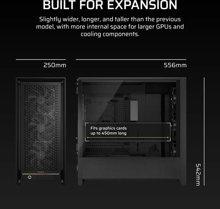 Corsair Frame 5000D RS, schwarz, Glasfenster