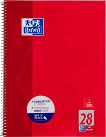 Oxford Schule Collegeblock, A4+, Lineatur 28, Softcover, rot, 80 Blatt