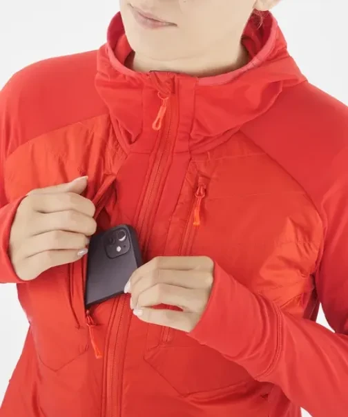 Salomon Elixir Hybrid Hooded Funktionsjacke cherry tomato/valiant poppy (Damen)