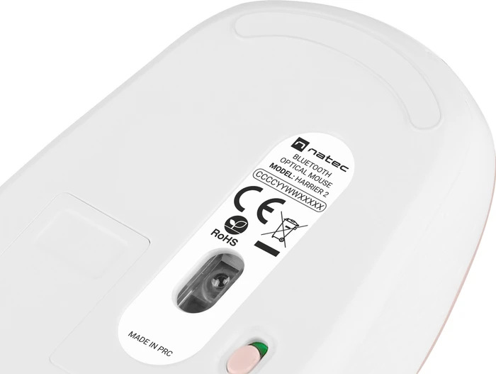 Natec Harrier 2 Wireless Mouse weiß/rosa, Bluetooth