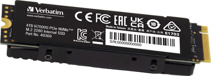 Verbatim Vi7000G PCIe NVMe SSD 4TB, M.2 2280 / M-Key / PCIe 4.0 x4, Kühlkörper