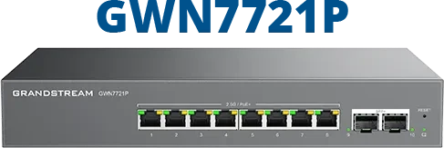 Grandstream GWN7721 Series Rackmount 2.5G Managed Switch, 8x RJ-45, 2x SFP+, 130W PoE+