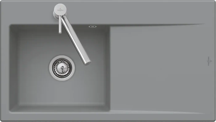 Villeroy & Boch Subway Style 50 flat Einbau Becken rechts mit Ablauffernbedienung graphite