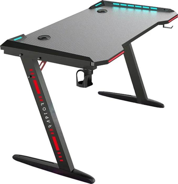 Raptor GT-100 RGB Schreibtisch 120x60cm schwarz/schwarz