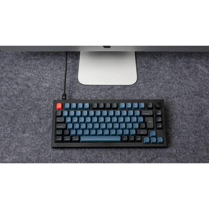 Keychron Q1 Knob, LEDs RGB, hot-swap, schwarz/blaugrau, Gateron G Pro BROWN, USB, DE