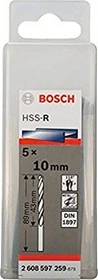 Bosch Professional HSS-R Karosseriebohrer, 10x43x89mm, 5 Stück