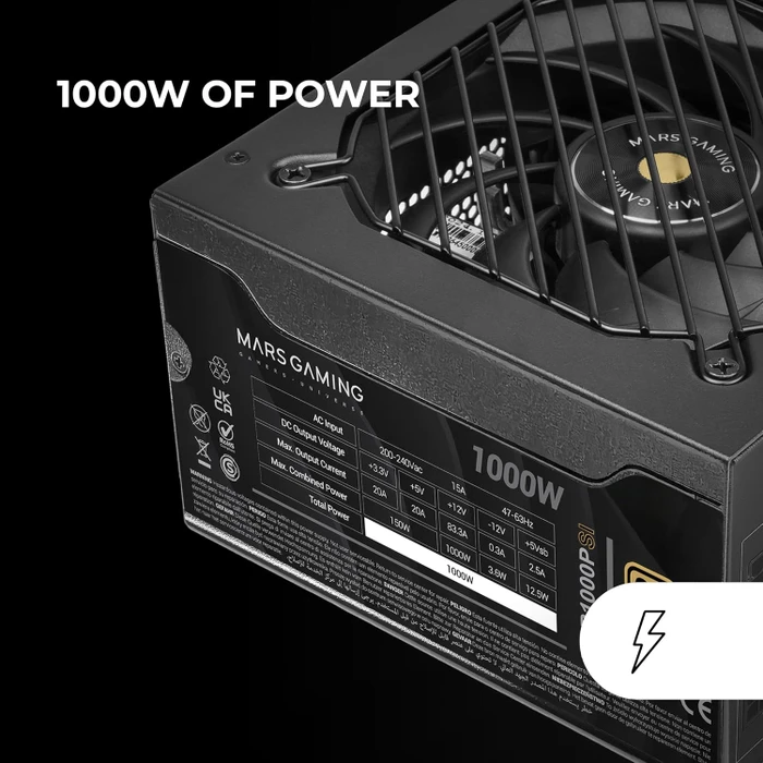 Mars Gaming MPB1000PSI schwarz 1000W, ATX 3.1