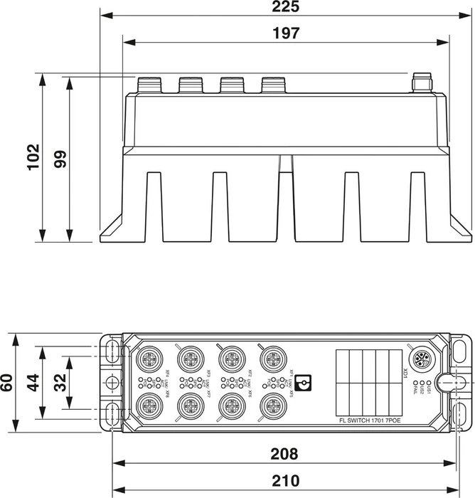 Phoenix Contact FL 1700 Industrial Wallmount Gigabit Switch 1701 7POE, 8x M12, 150W PoE++