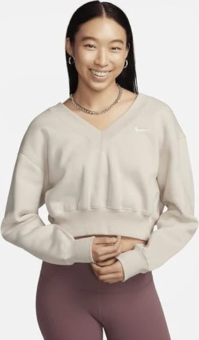 Nike Sportswear Phoenix Fleece Crop Top Sweatshirt light orewood brown/sail