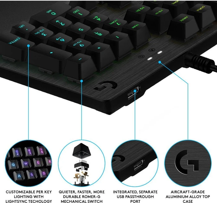 Logitech G513 Carbon, schwarz, Romer-G Linear, USB, DE