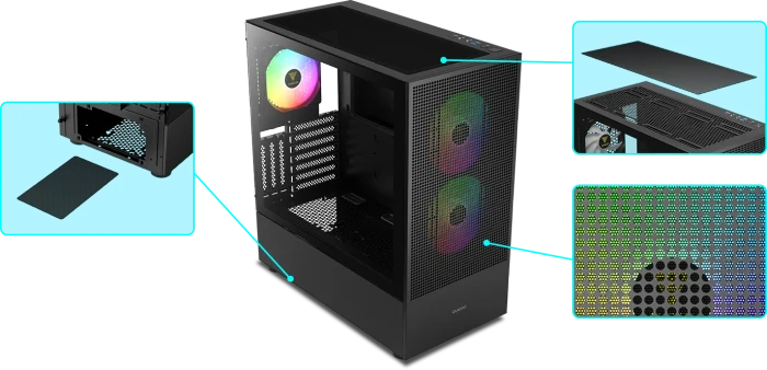 Gamdias Talos M3 Mesh, schwarz, Glasfenster