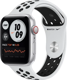 Apple Watch Nike SE (GPS + Cellular) 44mm silber mit Sportarmband platinum/schwarz